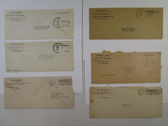Six World War II Era Envelopes includes 1945 Three War Department Posted US Army Postal Service APO,