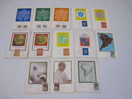 Thirteen 1960s Vatican City First Day Postcards
