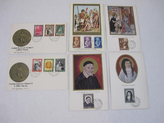 Six 1960s Vatican City First Day Covers and Postcards