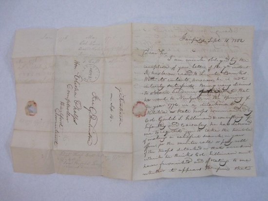 1832 Folded Letter from Free G. Tomlinson regarding events 1779