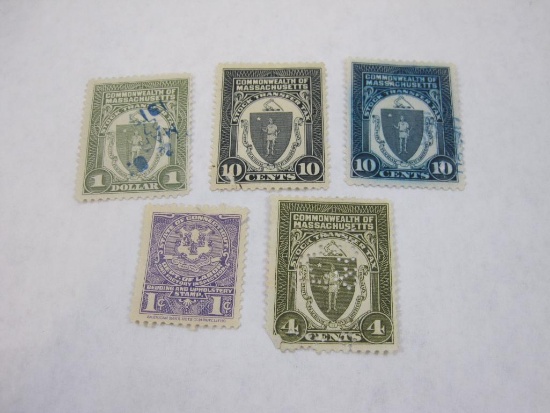 Early Massachusetts and Connecticut Stock Transfer Tax Stamps