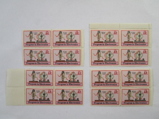 US Postage Stamps Four Blocks of Four 1973 Progress in Electronics 11 cent Airmail, Scott #C86