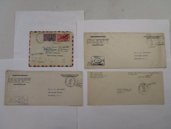 Four World War II Era Envelopes includes Three Postage Free Posted Us Army Postal Service 1945, 1948