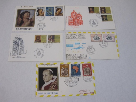 Five 1969-1970s Vatican City First Day Covers