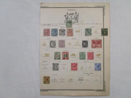 Jamaica and Kiauchau Postage Stamps, 1860-83 Half Penny, Four Pence, 1916 War Tax Stamps, Kiauchau