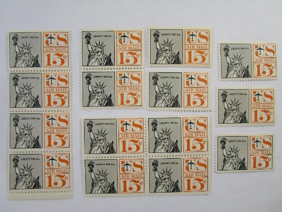 US Postage Stamps Fifteen US Air Mail 15 cent Statue of Liberty, Liberty For All Stamps