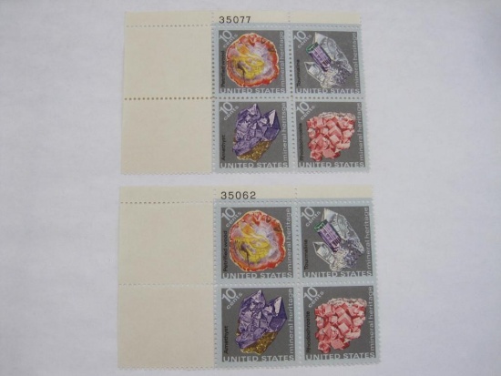 Two Blocks of 4 Mineral Heritage 10 Cent US Stamps, Scott 1538-1541