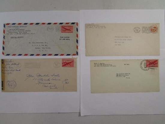 Four US Army Postal Service Air Mail Stamped Envelopes Includes US Army 5th BPO 1945, APO 1946, One