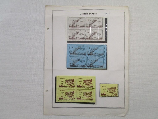 New Jersey Trout Stamps 1964, Four Resident, Four Non-Resident with Five 1967 Woodcock Stamps