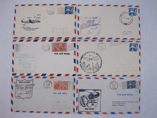 Six First Day Covers Featuring various First Jet Airmail Flights, 1950's