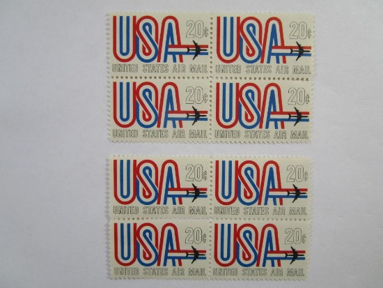 US Postage Stamps Two Blocks of Four United States Air Mail USA 20 cent
