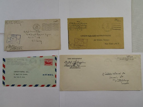 Two World War II and Two Postwar Era Envelopes includes Two Posted US Army Postal Service Free