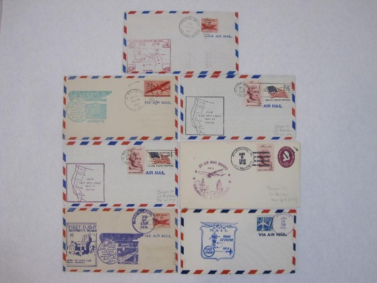Seven First Day Covers, including First Airmail and First Jet Airmail Flights