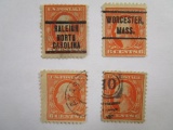 Four US Postage Stamps 1916 Washington 6 cent, Scott #506, cancelled