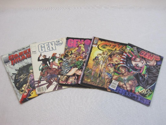 Five Comic Books Includes Gen 13 Issues #1, 3, 4, 5 and Darker Image Issue #1, 9 oz