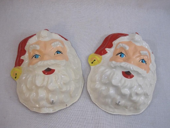 Two Vintage Artform Santa Light Forms, see pictures for small crack at bottom of beard AS IS,