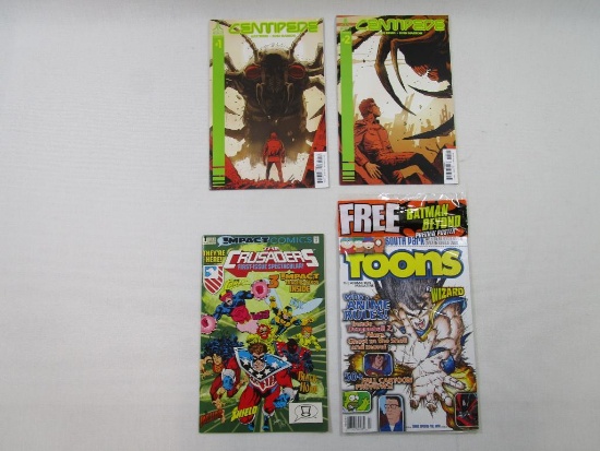 Four Comic Books Includes Atari Centipede Issue #1, #2, The Crusaders #1, Toons Special Fall 1998
