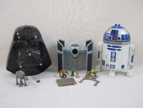 Three Star Wars Toys including 2 Micro Machines Playsets (1994 Lewis Galoob) and Tie Fighter (1995),