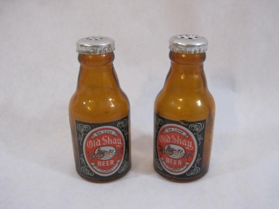 Pair of Miniature Old Shay Beer Bottle Salt/Pepper Shakers, 4 oz