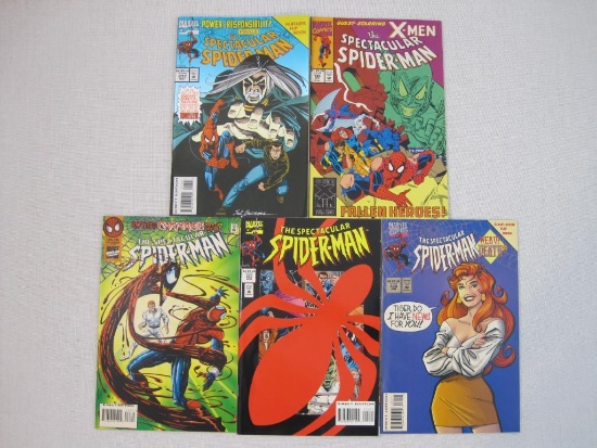 Five Marvel Comics The Spectacolar Spider-man Issues #199 (1993), Flip Books #217 (1994), #220