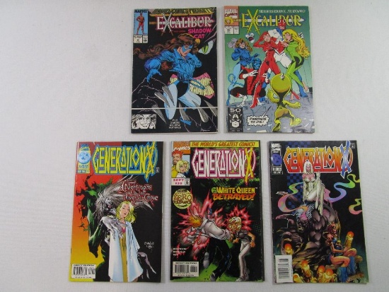 Five Marvel Comics Includes Excalibur Issue #32, #42 (1989,91), Generation X #6 (1995), #22 (1996),