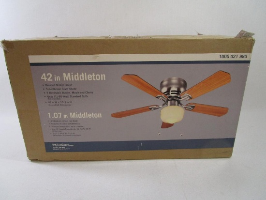 Ceiling Fan With Light, 42 inch Middleton, Brush Nickel Finish, No. 1000 021 980
