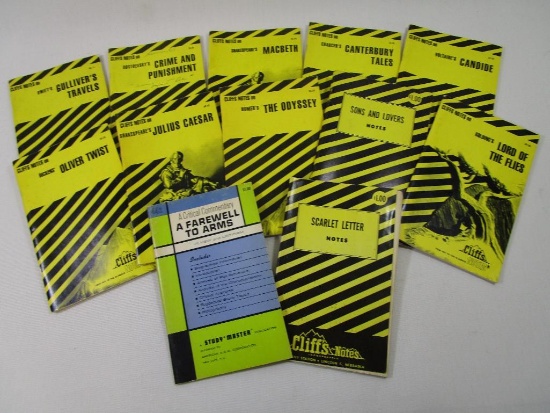 Ten Cliff's Notes Booklets Includes Scarlet Letter, Swift's Gulliver's Travels and Others with A
