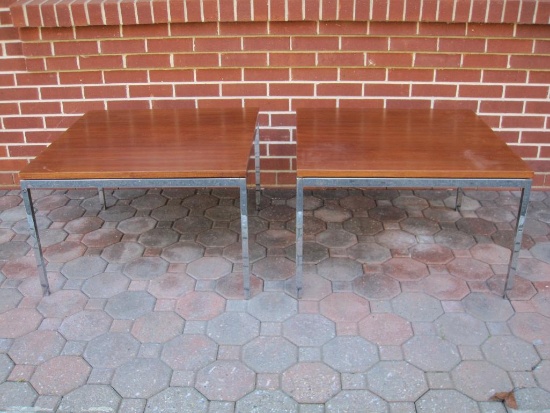 Pair of Mid Century Modern MCM Knoll End Tables, 27 x 27 inches, 17 inches Tall