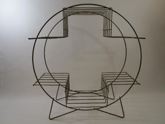 Mid Century Modern MCM Round Metal Wire Stand, 6 Shelf