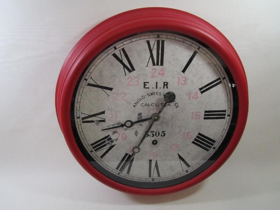 Calcutta Metal Clock 3305, E.I.R.Anglo-Swiss Watch Co, TimeWorks Inc, Battery Operated, approx 23