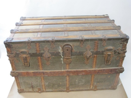 Large Wood Trunk with Metal Bottom, M. Bears Manufactoring