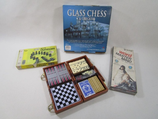 Game Assortment Includes Word Master Mind, Domino-Chess-Playing Card Combo in Case and More
