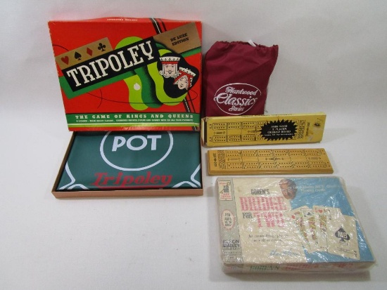 Game Assortment Includes Goren's Bridge for Two, Hardwood Cribbage Board, Tripoley and More and More
