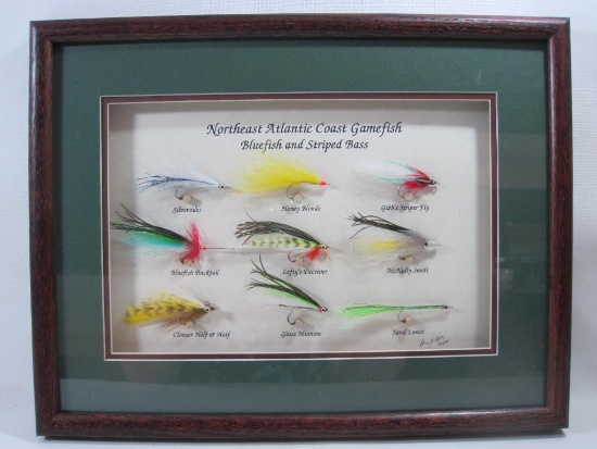 Northeast Game Fishing Framed Display of Hand Tied Fishing Flies, Fly Tying by Tony Hill