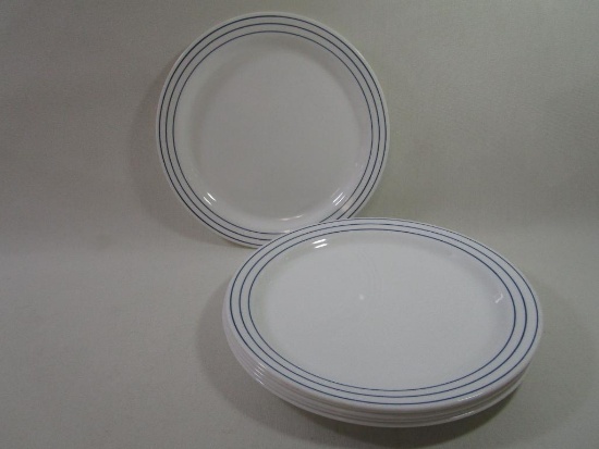Corelle Livingware Dinner Plates, Six 10 inch White with Blue Rings