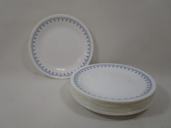 Corelle Livingware Salad Plates, Eleven 8.5 inch Blue Snow Flake Pattern