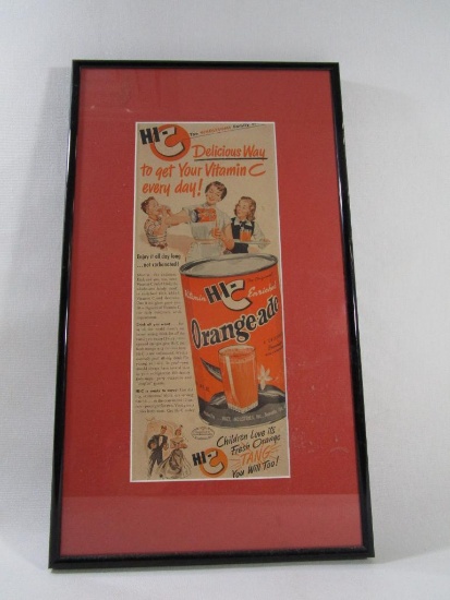 Hi-C Advertisement Page 1950, Framed and Matted approx 10.5 X 18.5 inches