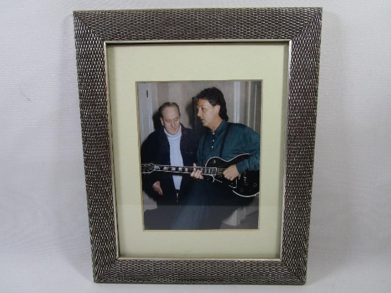 Paul McCartney with Les Paul Photograph Print, Framed and Matted, Approx 14.5 X 18 inches