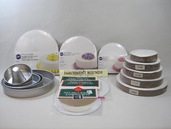 Cake Decorating Supplies, Cake Circle and Circular Cake Tins, in a Sterilite Plastic Bin with Lid