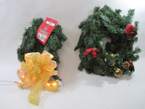 Lighted Christmas Holiday Bow, plus Garland and Wreaths