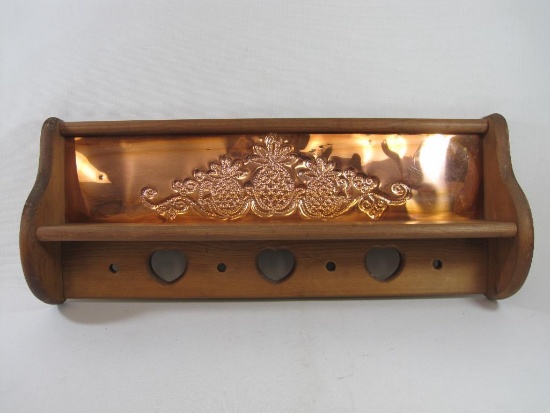 Wood Shelf With Punctured Copper Accents