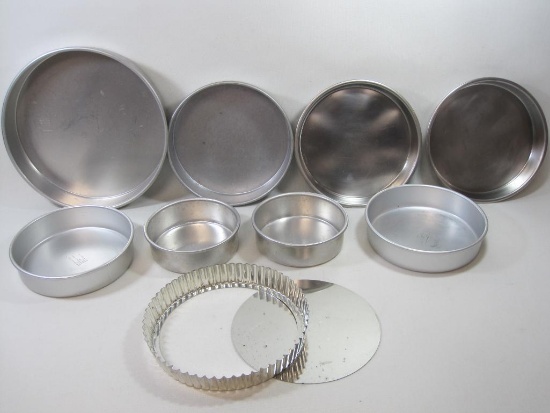 Assortment of Cake Tins Includes 12 X 2 inch, 8 X 2 , 6 X 2 and more