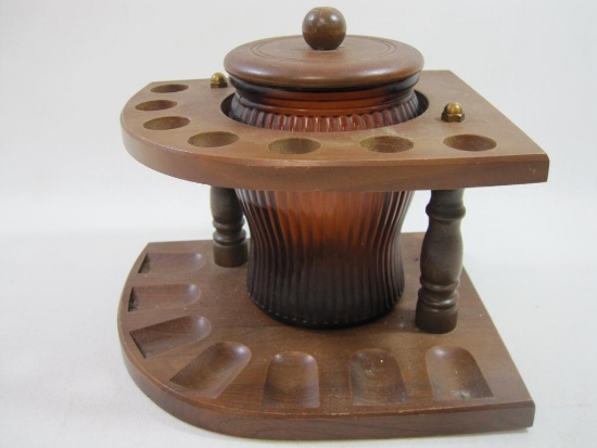 Dun-Rite Wood Nov Inc. Duraglas Humidor and 7 Station Pipe Stand, Brooklyn