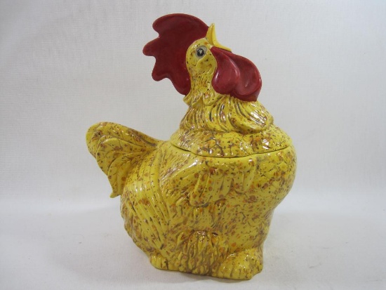 Yellow Crowing Rooster Cookie Jar