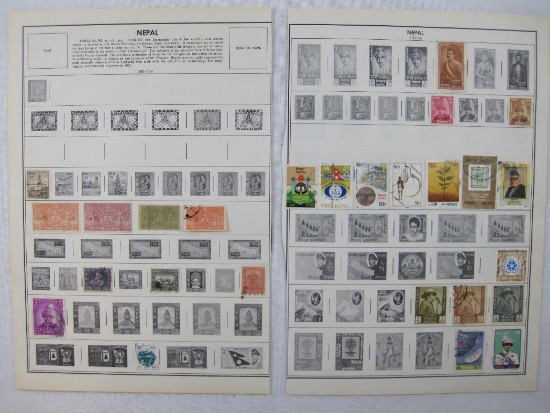 Stamps of Nepal, Dates Range 1886-1966, 1957-66, 1963 -69, Hinged on Display Pages
