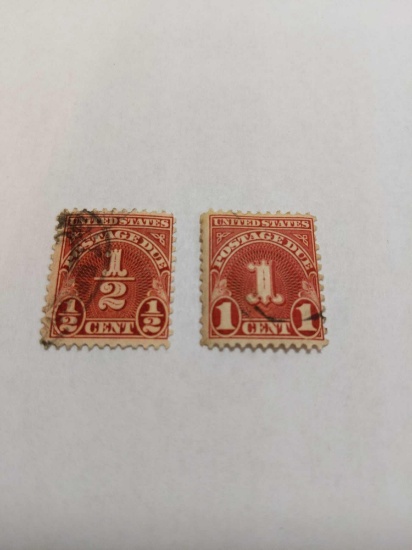 US Postage Stamps Postage Due 1931 Includes Half Cent Scott #J79, 1 Cent #J80