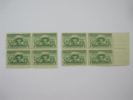 US Postage Stamps Two Blocks of Four 1949 Puerto Rico Election 3 Cent, Scott #983