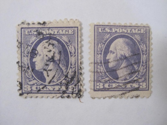 US Postage Stamps Three Washington 3 Cents, Violet