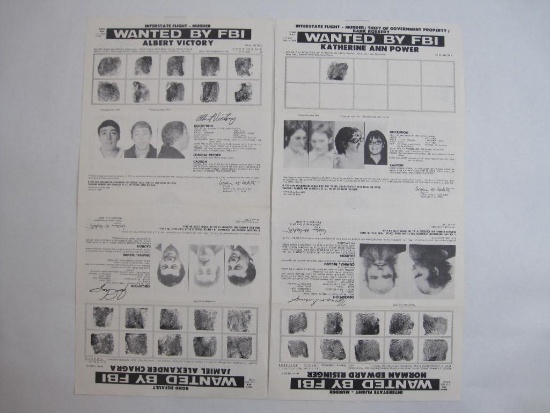 Two Uncut Sheets of Original FBI Wanted Posters including Katherine Ann Power, Norman Edward