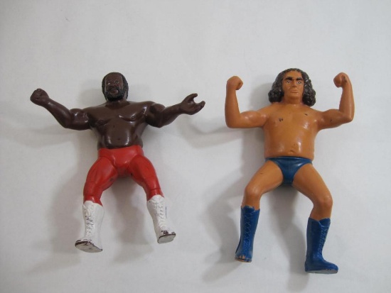 Two 1984 Professional Wrestling Rubber Action Figures including Andre the Giant and Junkyard Dog,